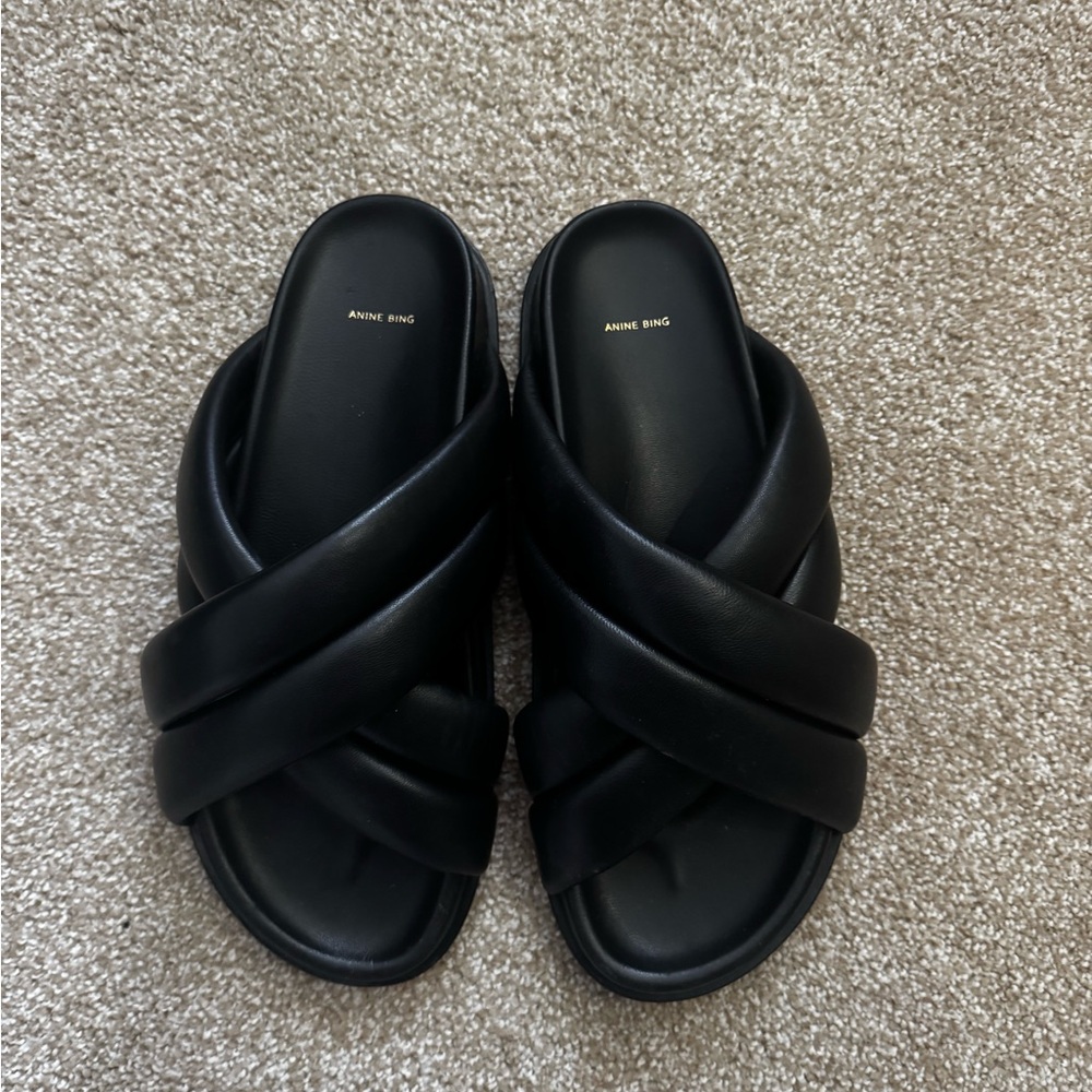 Aimee Bing Black Slide Sandals